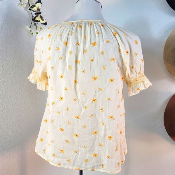 MADEWELL SMOCKED TOP FRENCH DAISY FLORAL PRINT BUTTON UP SIZE XXS - Picture 5 of 16